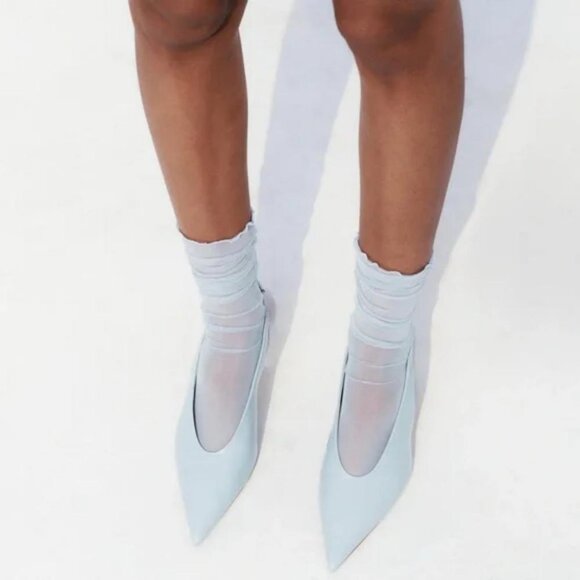 ZARA REAL LEATHER HEELED SLINGBACK KITTEN HEEL LEATHER SHOE - Picture 3 of 11